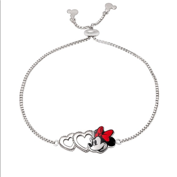 DISNEY Minnie Adjustable Silver Heart Bracelet - Picture 2 of 8
